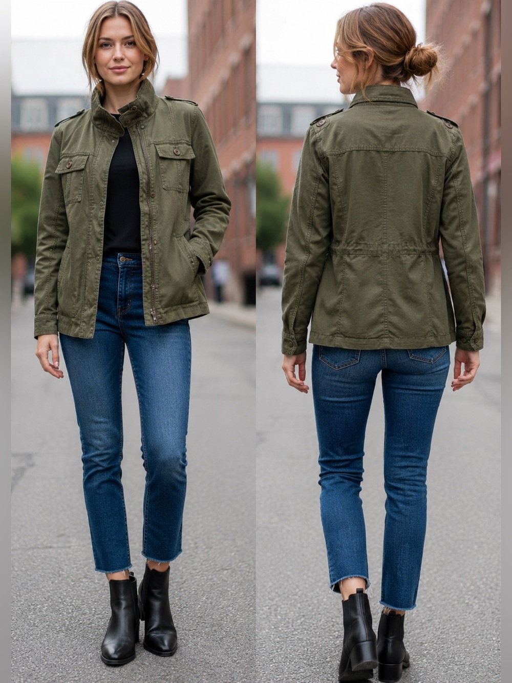 Kersh Women’s Utility Jacket Olive green Safari Cargo Anorak Army inspired xs